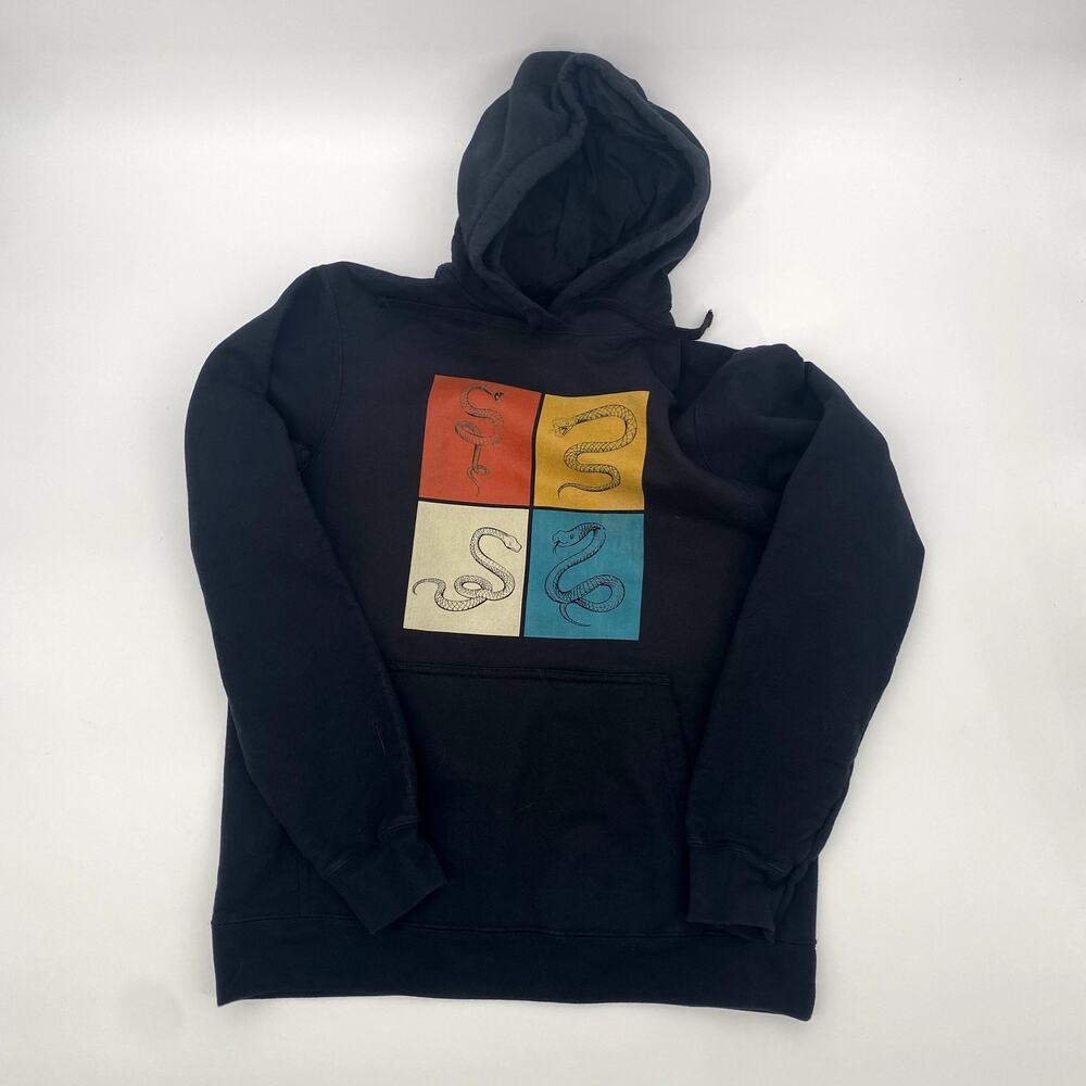 Port & Company Ring Spun Fan Favorite Black Hoodie Rattle snake Graphic Print  M